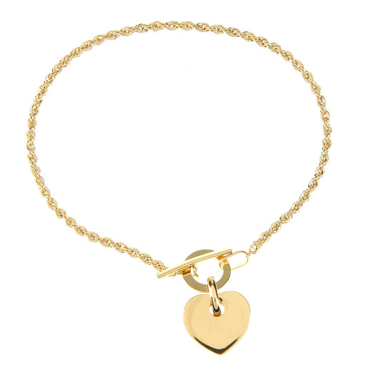 9ct Gold  Rope Charm Bracelet 2mm 7 inch - BT1AXL625Y