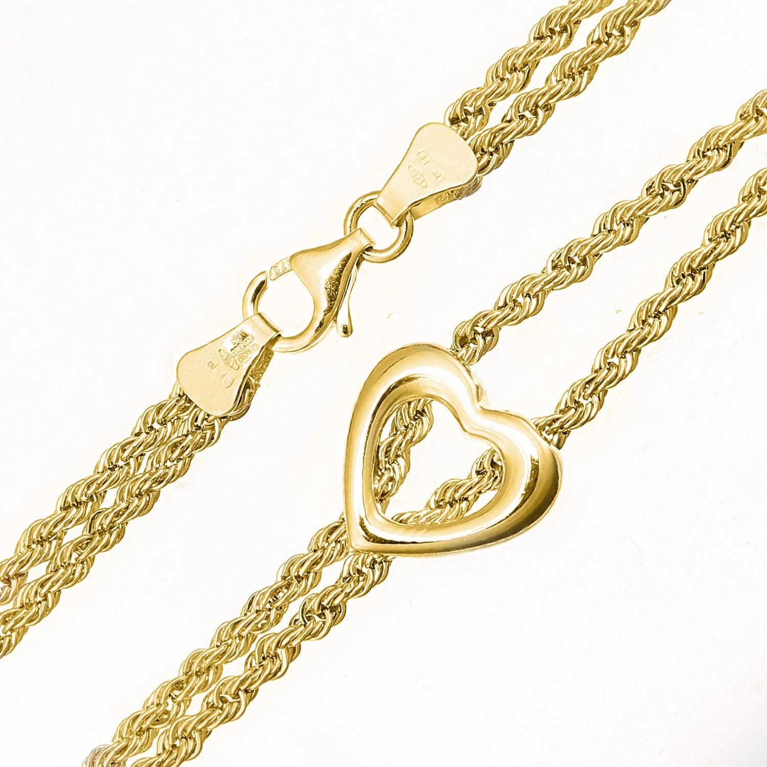 9ct Gold  Rope Charm Bracelet 4mm 7 inch - BT1AXL626Y