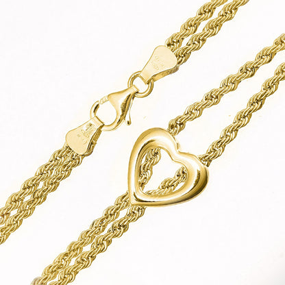 9ct Gold  Rope Charm Bracelet 4mm 7 inch - BT1AXL626Y