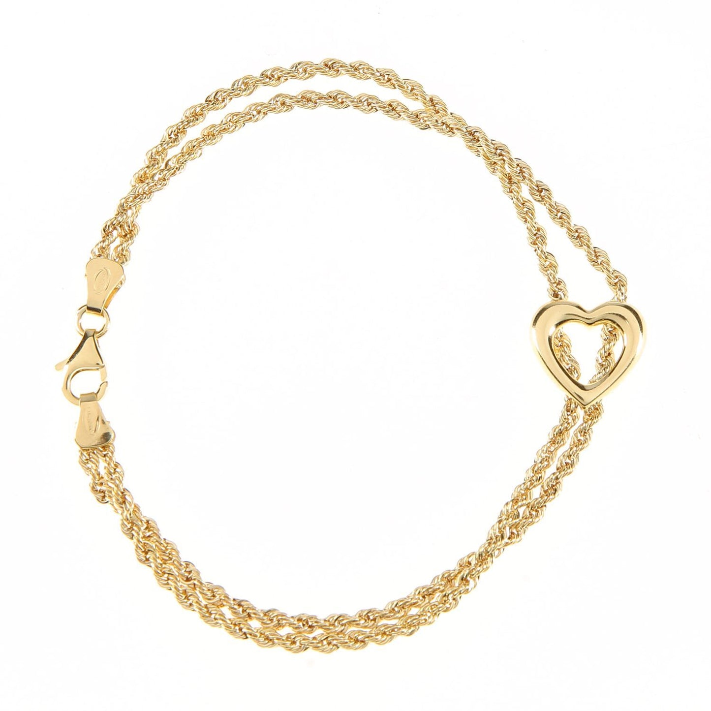 9ct Gold  Rope Charm Bracelet 4mm 7 inch - BT1AXL626Y
