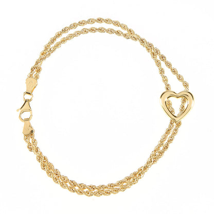 9ct Gold  Rope Charm Bracelet 4mm 7 inch - BT1AXL626Y