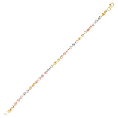 9ct 3 Colour Gold  Infinity Chain Bracelet 4mm 7.5 inch - BT1AXL8033COl