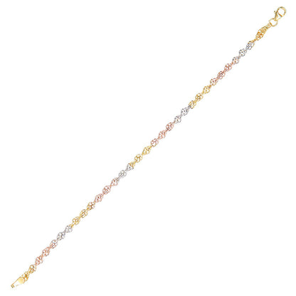 9ct 3 Colour Gold  Infinity Chain Bracelet 4mm 7.5 inch - BT1AXL8033COl