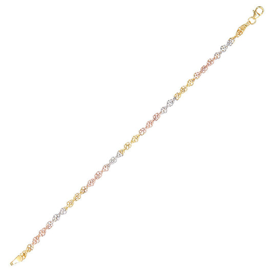 9ct 3 Colour Gold  Infinity Chain Bracelet 4mm 7.5 inch - BT1AXL8033COl