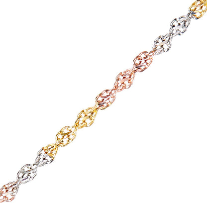 9ct 3 Colour Gold  Infinity Chain Bracelet 4mm 7.5 inch - BT1AXL8033COl