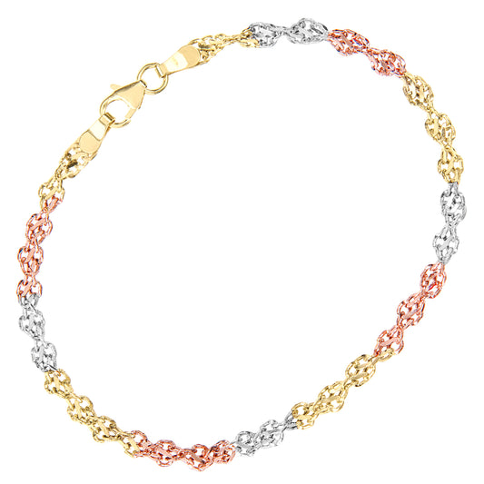9ct 3 Colour Gold  Infinity Chain Bracelet 4mm 7.5 inch - BT1AXL8033COl
