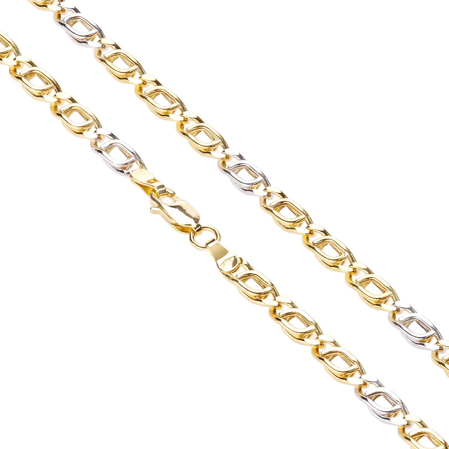 9ct White & Yellow Gold  Birds eye Chain Bracelet 4mm 7.5 inch - BT1AXL804YW