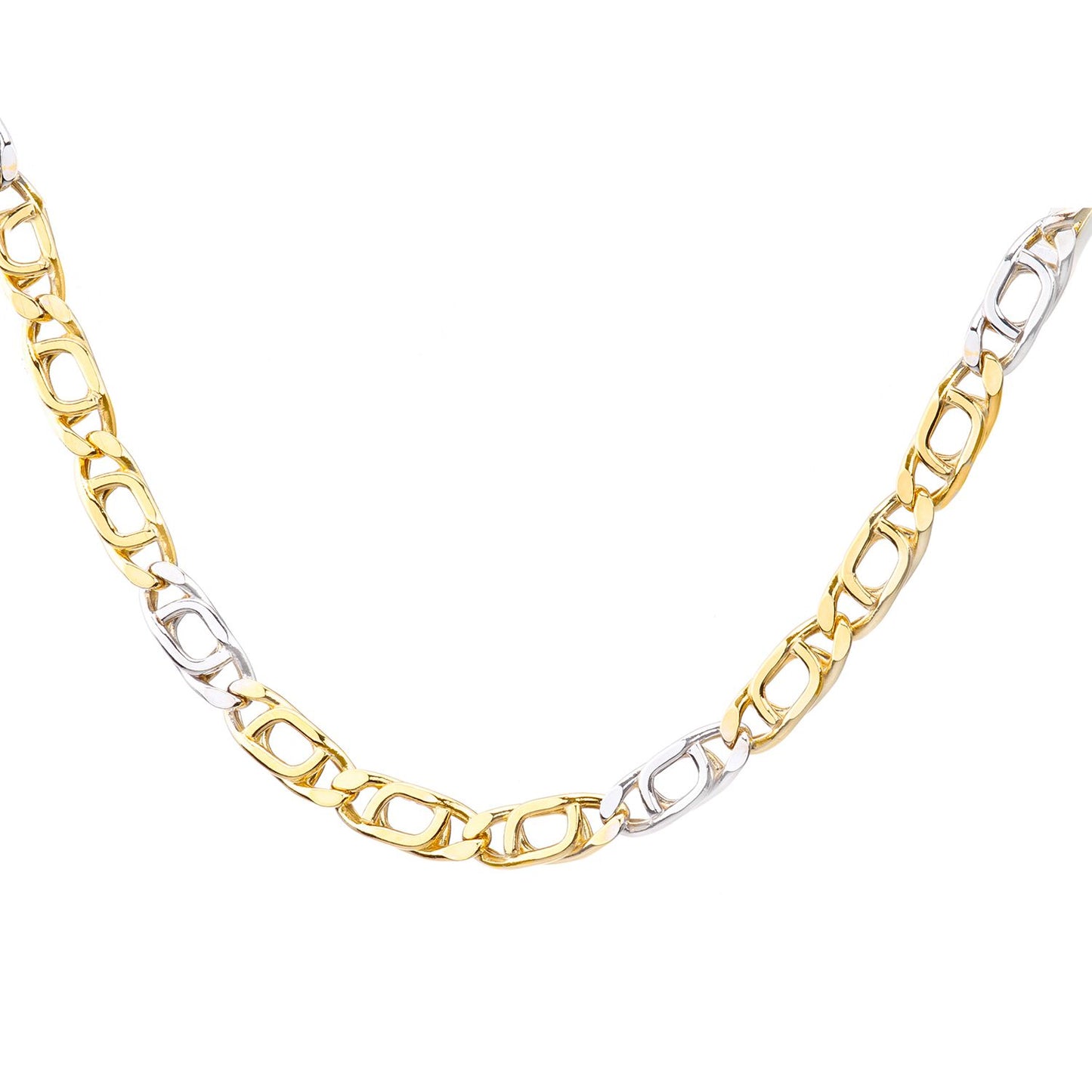 9ct White & Yellow Gold  Birds eye Chain Bracelet 4mm 7.5 inch - BT1AXL804YW