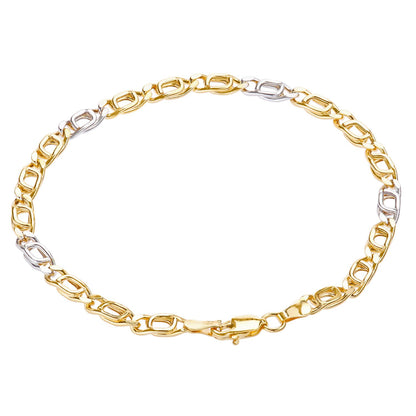 9ct White & Yellow Gold  Birds eye Chain Bracelet 4mm 7.5 inch - BT1AXL804YW