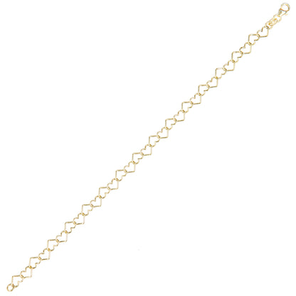 9ct Gold  Heart Chain Bracelet 7mm 7.5 inch - BT1AXL806Y