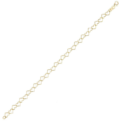 9ct Gold  Heart Chain Bracelet 7mm 7.5 inch - BT1AXL806Y