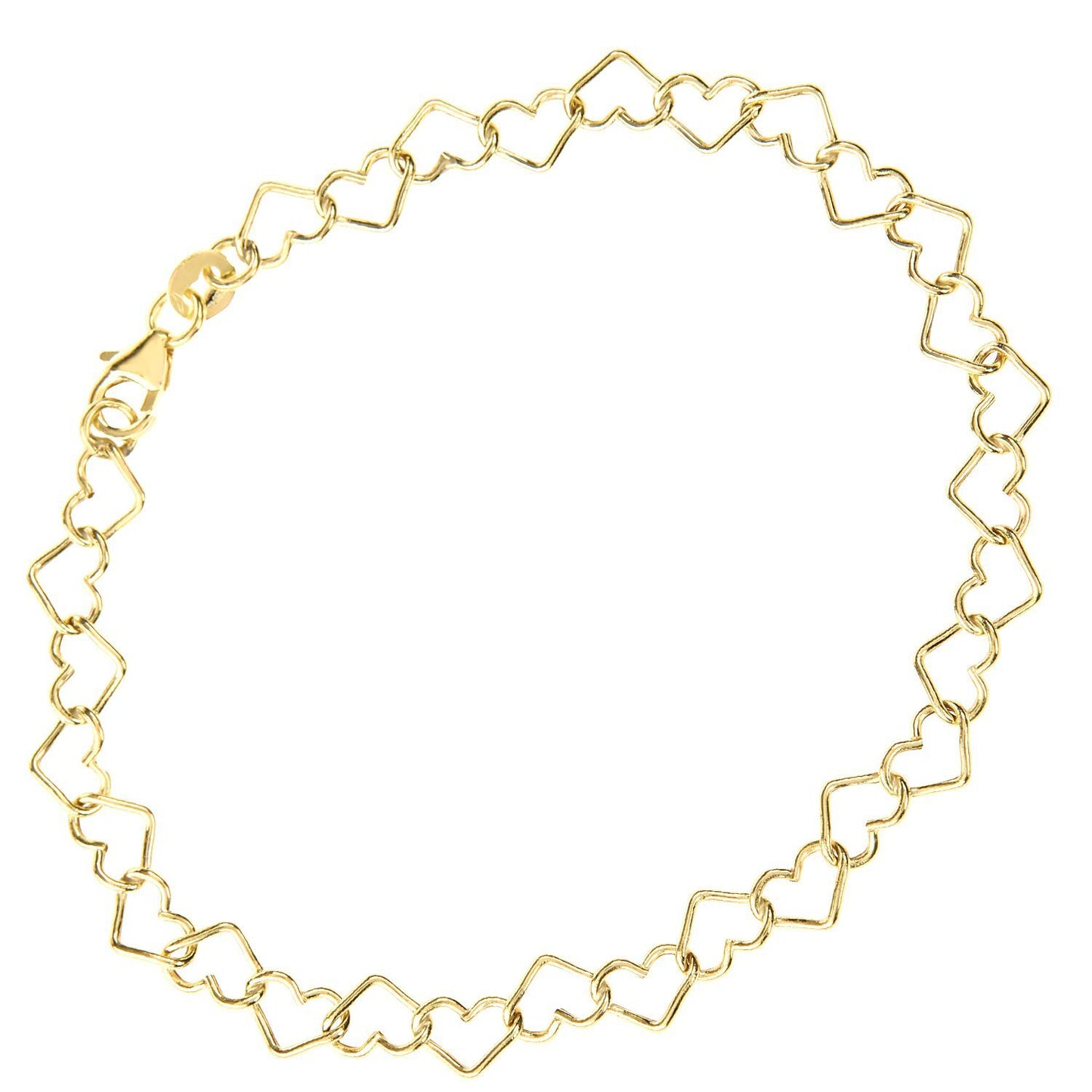 9ct Gold  Heart Chain Bracelet 7mm 7.5 inch - BT1AXL806Y