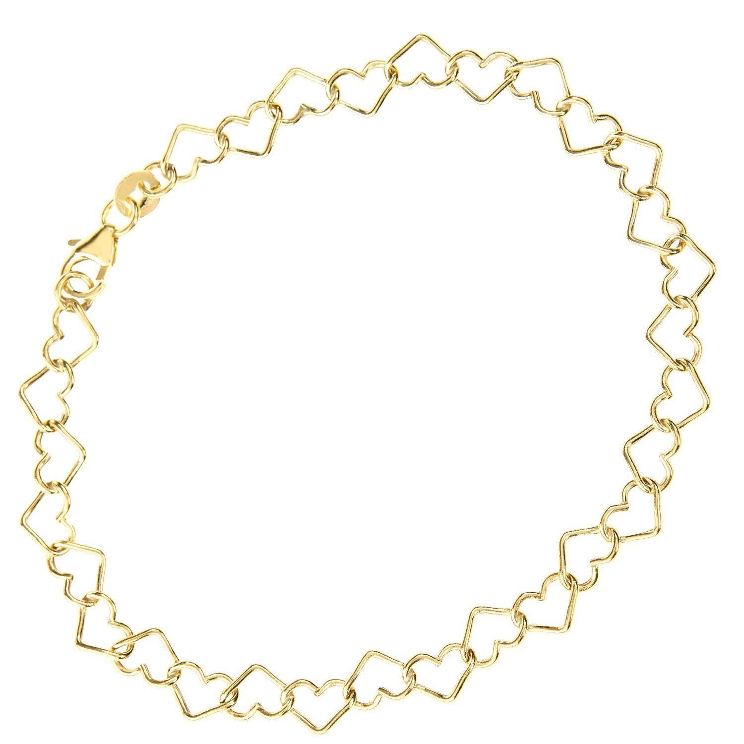 9ct Gold  Heart Chain Bracelet 7mm 7.5 inch - BT1AXL806Y