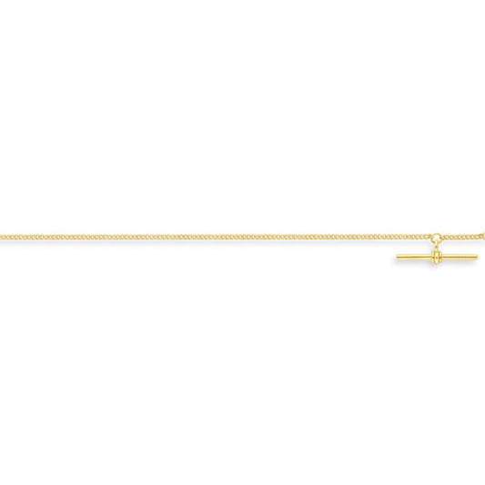 9ct Gold  Tight-linked Curb T-Bar Bracelet 7.25" 18cm - CANR02022-07