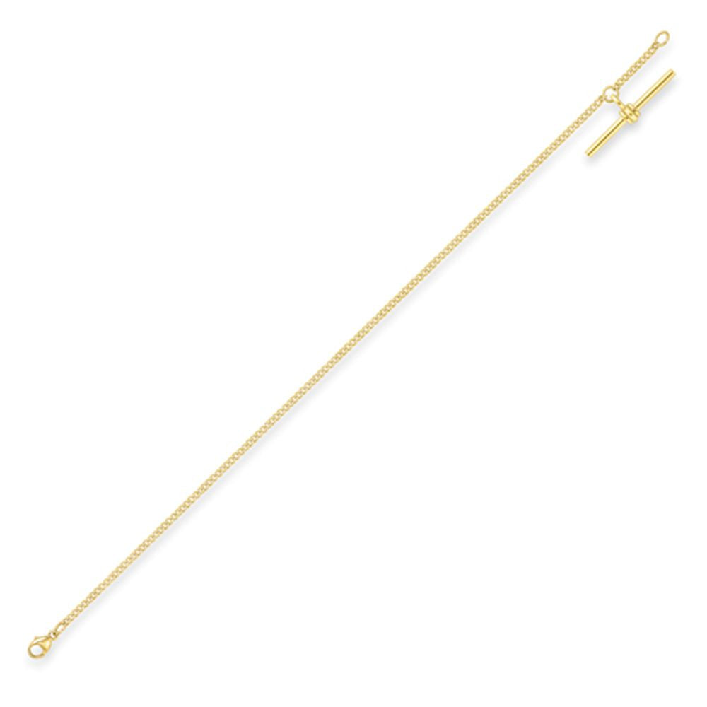 9ct Gold  Tight-linked Curb T-Bar Bracelet 7.25" 18cm - CANR02022-07