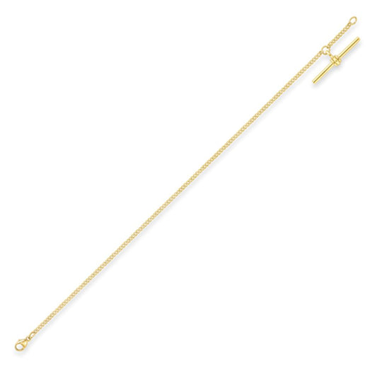 9ct Gold  Tight-linked Curb T-Bar Bracelet 7.25" 18cm - CANR02022-07