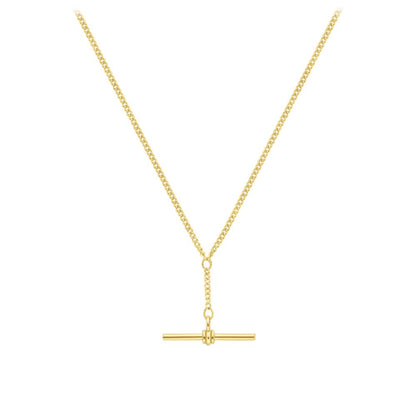 9ct Gold  Tight-linked Curb T-Bar Necklace 18" 45cm - CANR02022-18