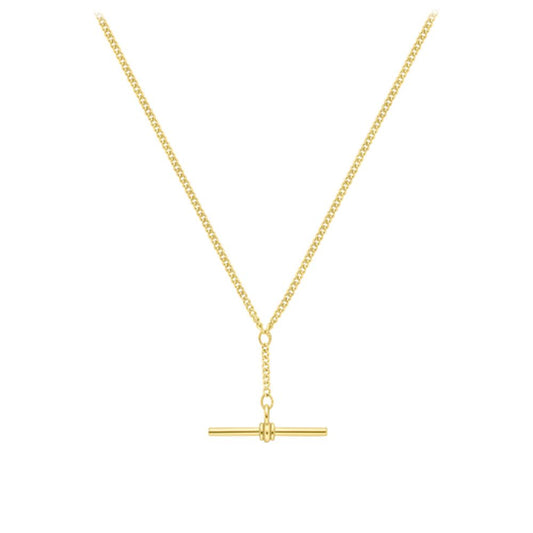 9ct Gold  Tight-linked Curb T-Bar Necklace 18" 45cm - CANR02022-18
