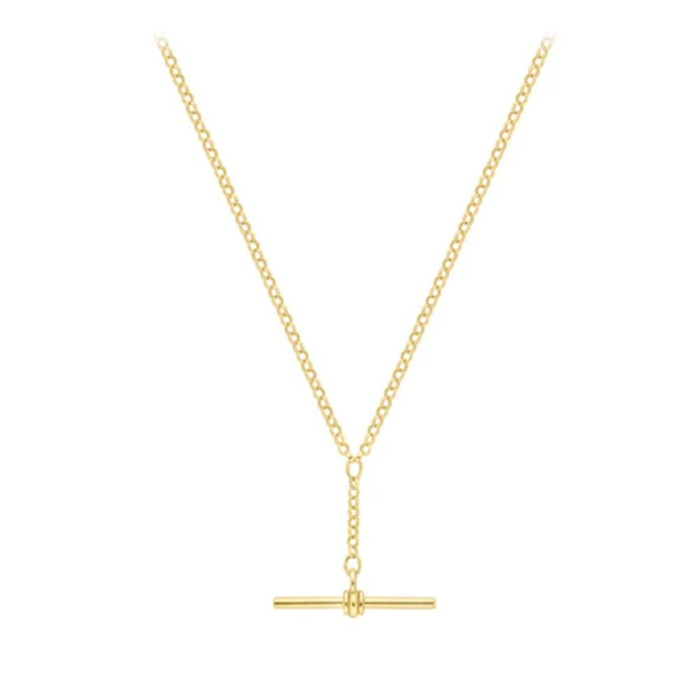 9ct Gold  Tight-link Micro Belcher T-Bar Necklace 18" 45cm - CANR02023-18