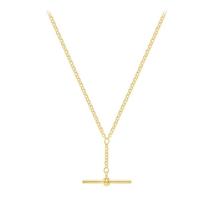 9ct Gold  Tight-link Micro Belcher T-Bar Necklace 18" 45cm - CANR02023-18