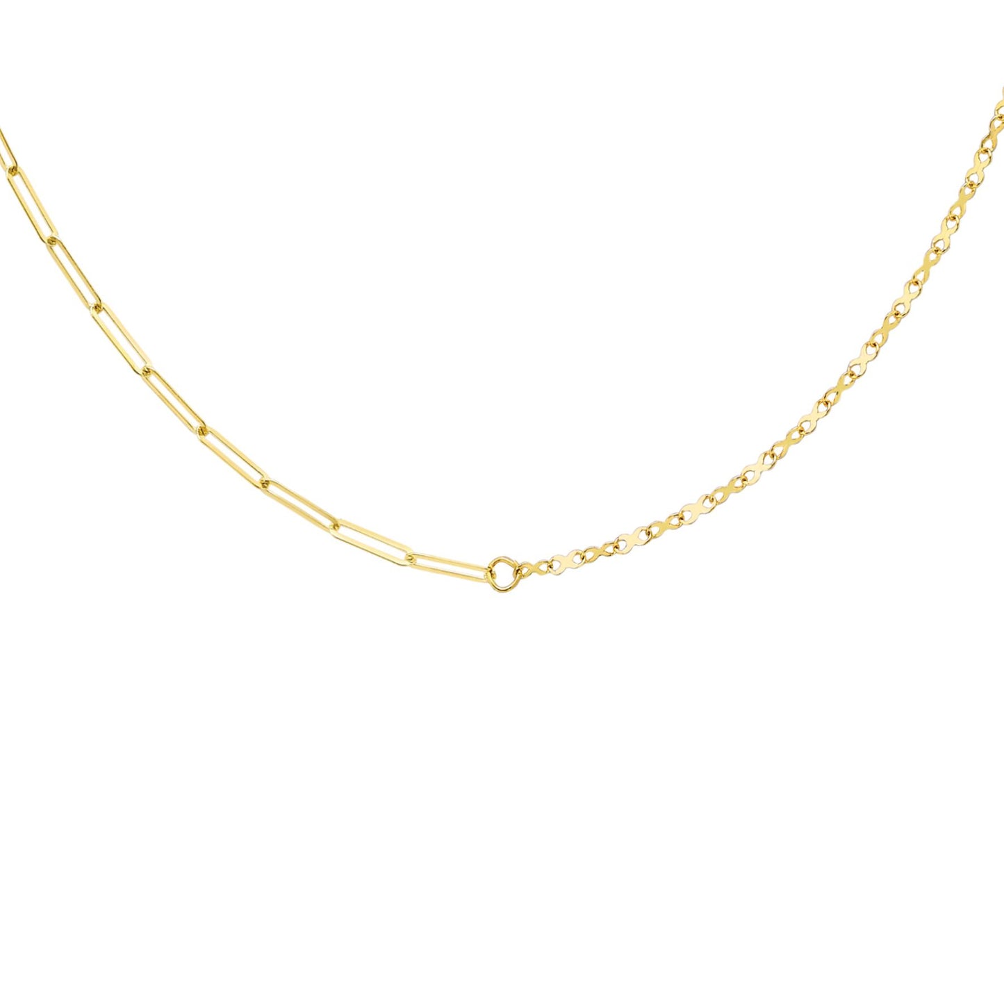 9ct Gold  Flat Oval Paperclip & Infinity Kisses Necklace 18" - CANR02039-18