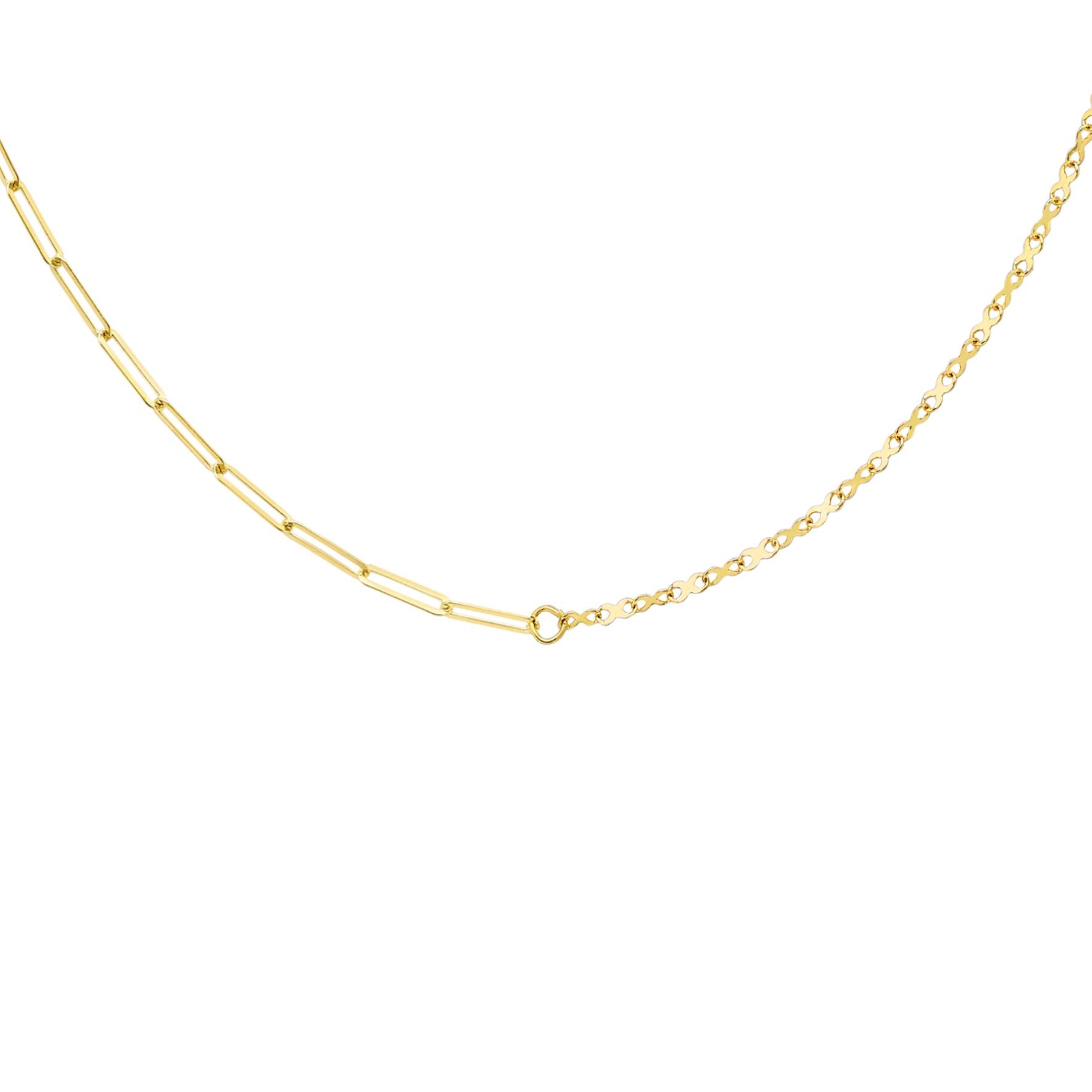 9ct Gold  Flat Oval Paperclip & Infinity Kisses Necklace 18" - CANR02039-18
