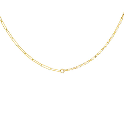 9ct Gold  Flat Oval Paperclip & Infinity Kisses Necklace 18" - CANR02039-18