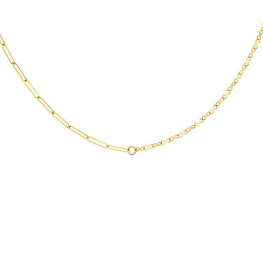 9ct Gold  Flat Oval Paperclip & Infinity Kisses Necklace 18" - CANR02039-18