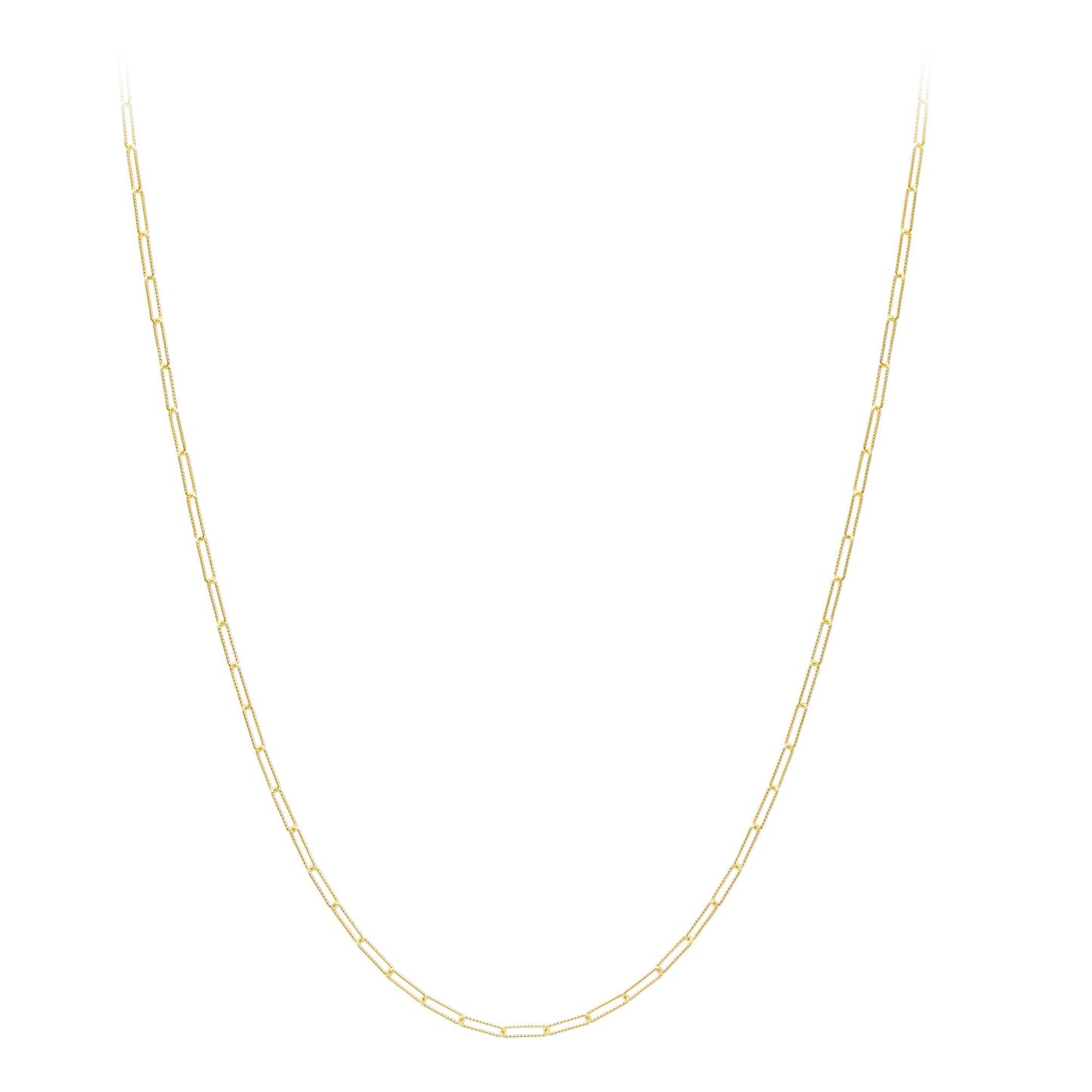 9ct Gold  Diamond-cut Hammered Paperclip Chain Necklace 2mm 18" - CANR02041-18