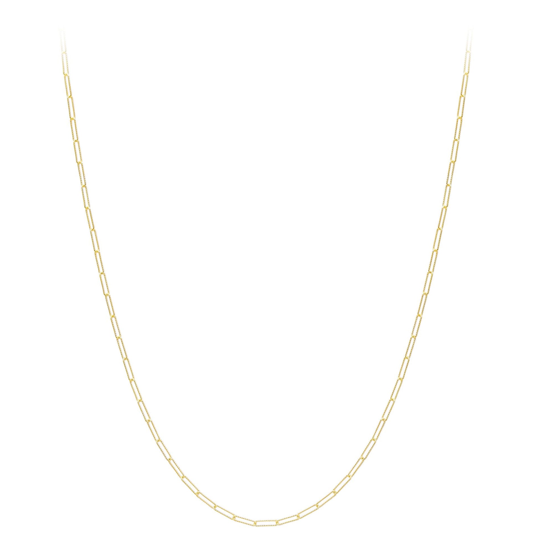 9ct Gold  Diamond-cut Hammered Paperclip Chain Necklace 2mm 18" - CANR02041-18