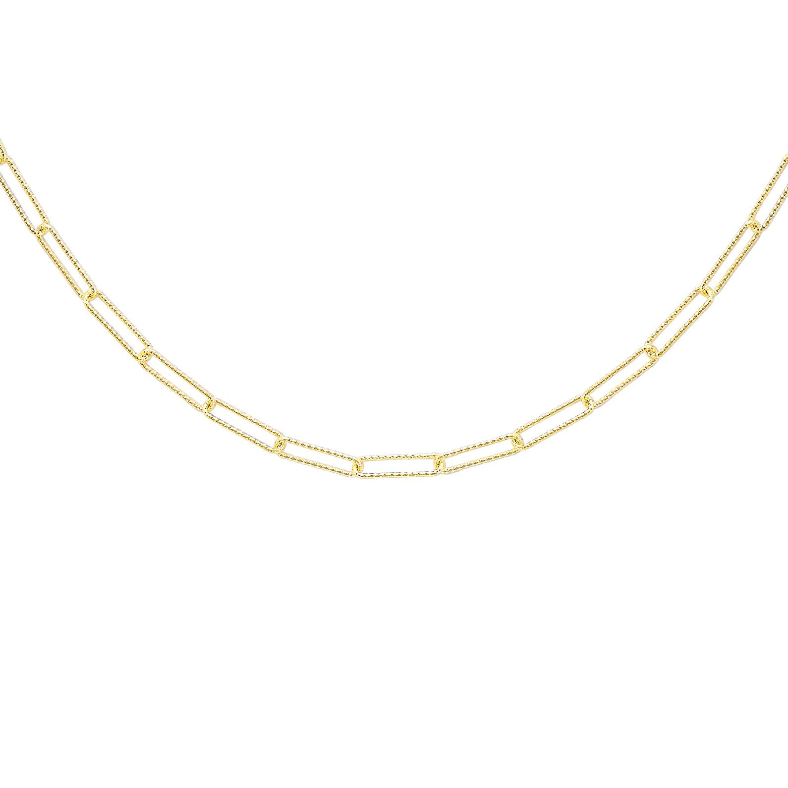 9ct Gold  Diamond-cut Hammered Paperclip Chain Necklace 2mm 20" - CANR02041-20