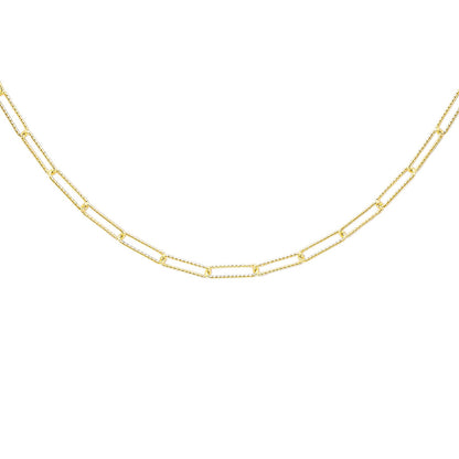 9ct Gold  Diamond-cut Hammered Paperclip Chain Necklace 2mm 20" - CANR02041-20