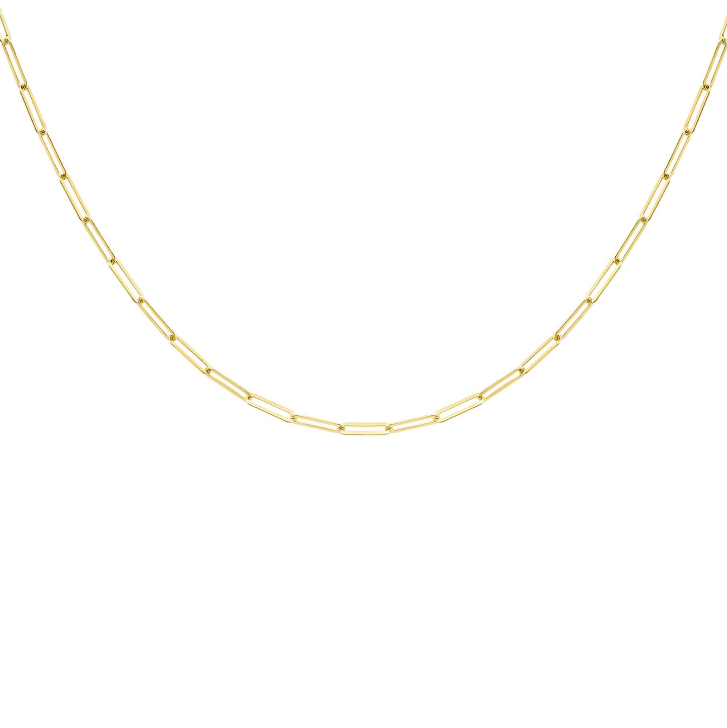 Ladies 9ct Gold  Flat Oval Paperclip Chain Necklace 2mm 20"/50cm - CANR02042-20
