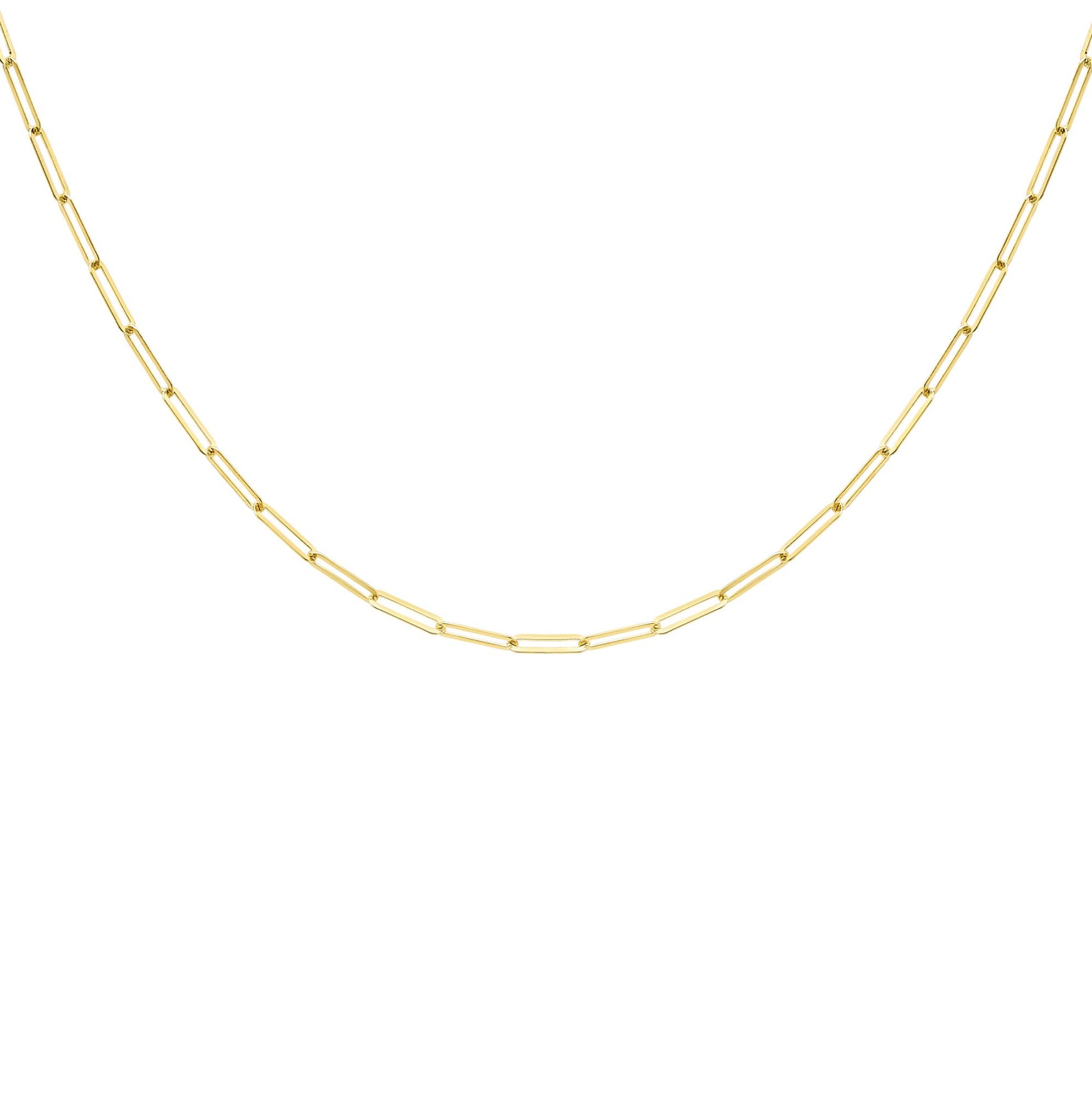 Ladies 9ct Gold  Flat Oval Paperclip Chain Necklace 2mm 20"/50cm - CANR02042-20
