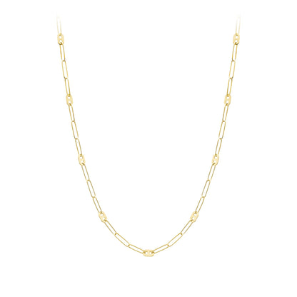 9ct Gold  Oval Paperclip Medallion Anchor Station Necklace 18" - CANR02044-18