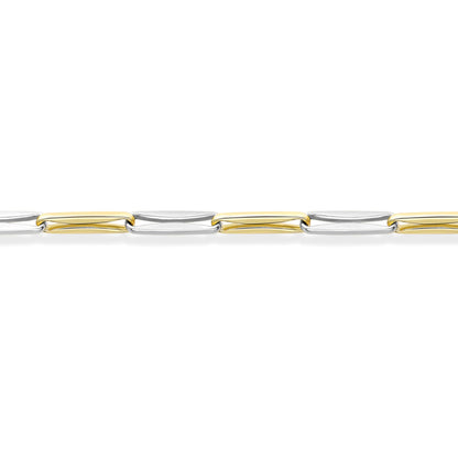 9ct 2-Colour Gold  Stretched Pinched Rectangular Bracelet 4mm 7.5" - CANR02046-07