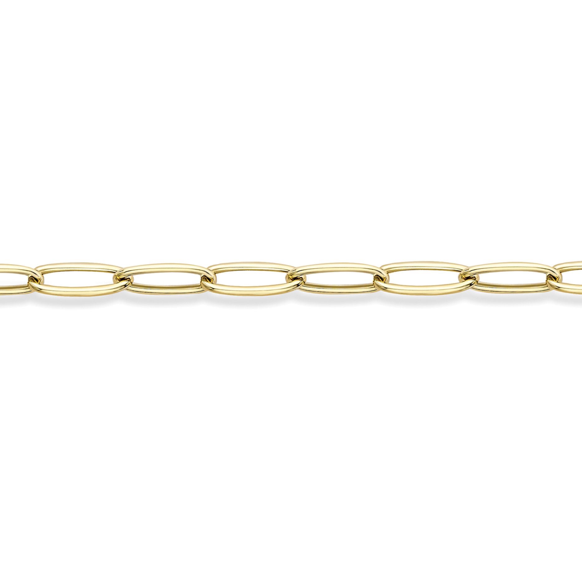 9ct Gold  Round Tube Gentle Twist Oval Link Bracelet 5mm 7.5"/19cm - CANR02047-07