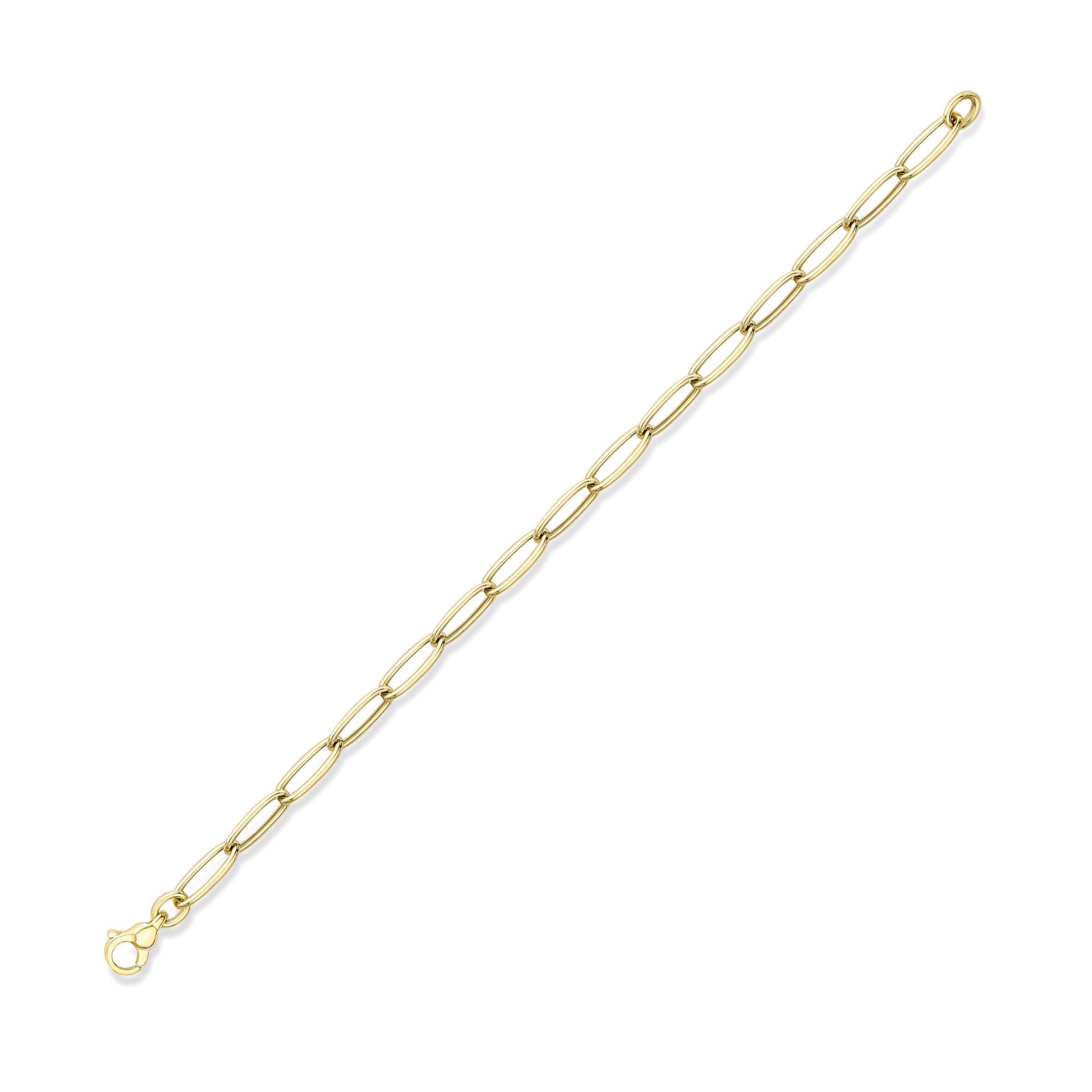9ct Gold  Round Tube Gentle Twist Oval Link Bracelet 5mm 7.5"/19cm - CANR02047-07