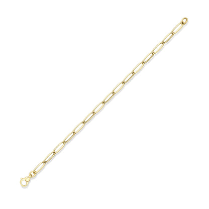 9ct Gold  Round Tube Gentle Twist Oval Link Bracelet 5mm 7.5"/19cm - CANR02047-07