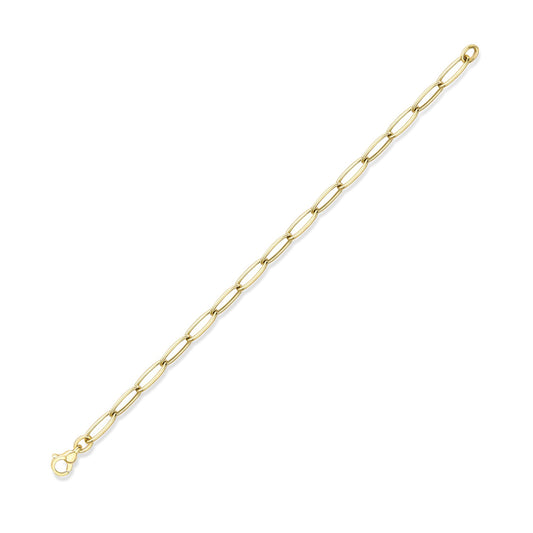 9ct Gold  Round Tube Gentle Twist Oval Link Bracelet 5mm 7.5"/19cm - CANR02047-07
