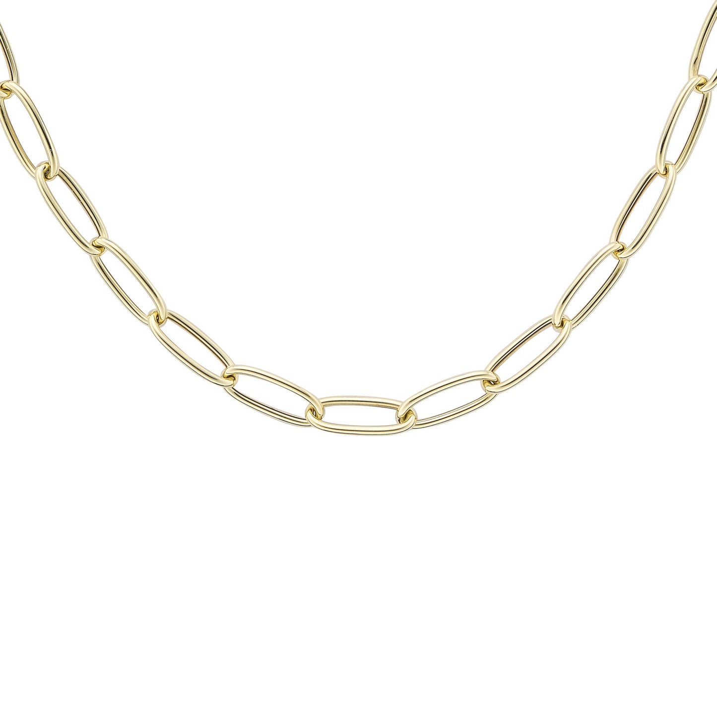 9ct Gold  Round Tube Gentle Twist Oval Chain Necklace 5mm 18"/46cm - CANR02047-18