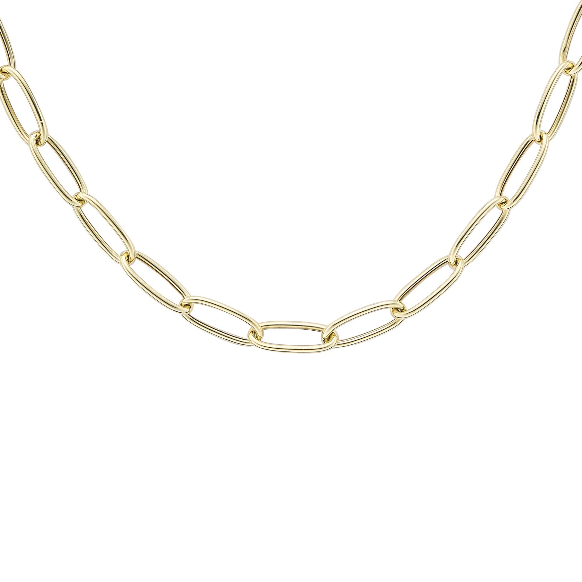 9ct Gold  Round Tube Gentle Twist Oval Chain Necklace 5mm 18"/46cm - CANR02047-18