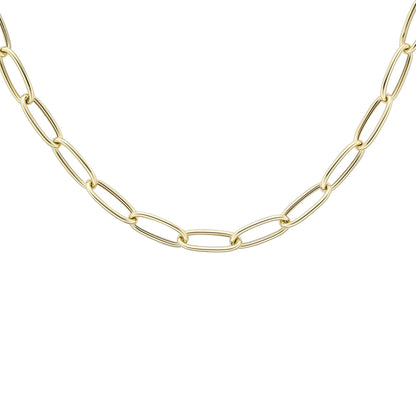 9ct Gold  Round Tube Gentle Twist Oval Chain Necklace 5mm 18"/46cm - CANR02047-18