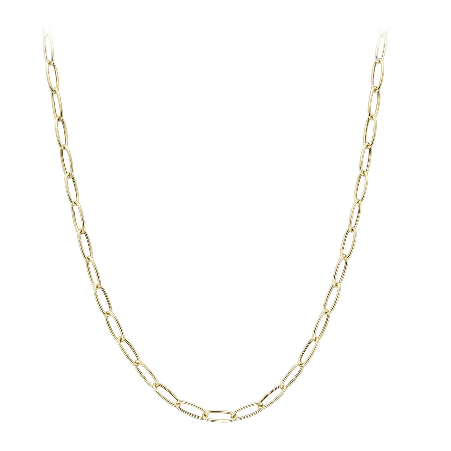 9ct Gold  Round Tube Gentle Twist Oval Chain Necklace 5mm 18"/46cm - CANR02047-18