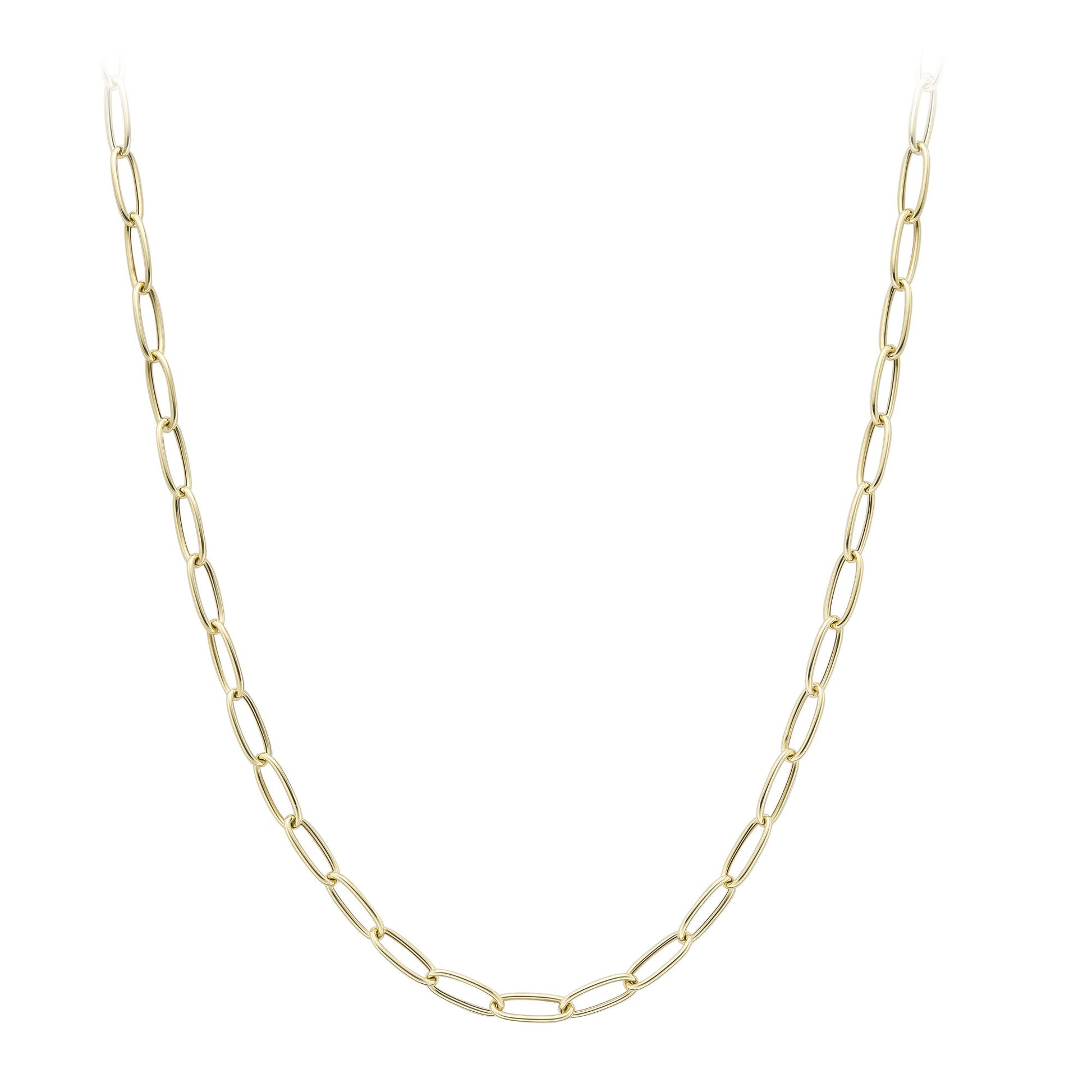 9ct Gold  Round Tube Gentle Twist Oval Chain Necklace 5mm 18"/46cm - CANR02047-18