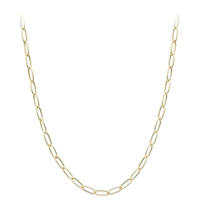 9ct Gold  Round Tube Gentle Twist Oval Chain Necklace 5mm 18"/46cm - CANR02047-18