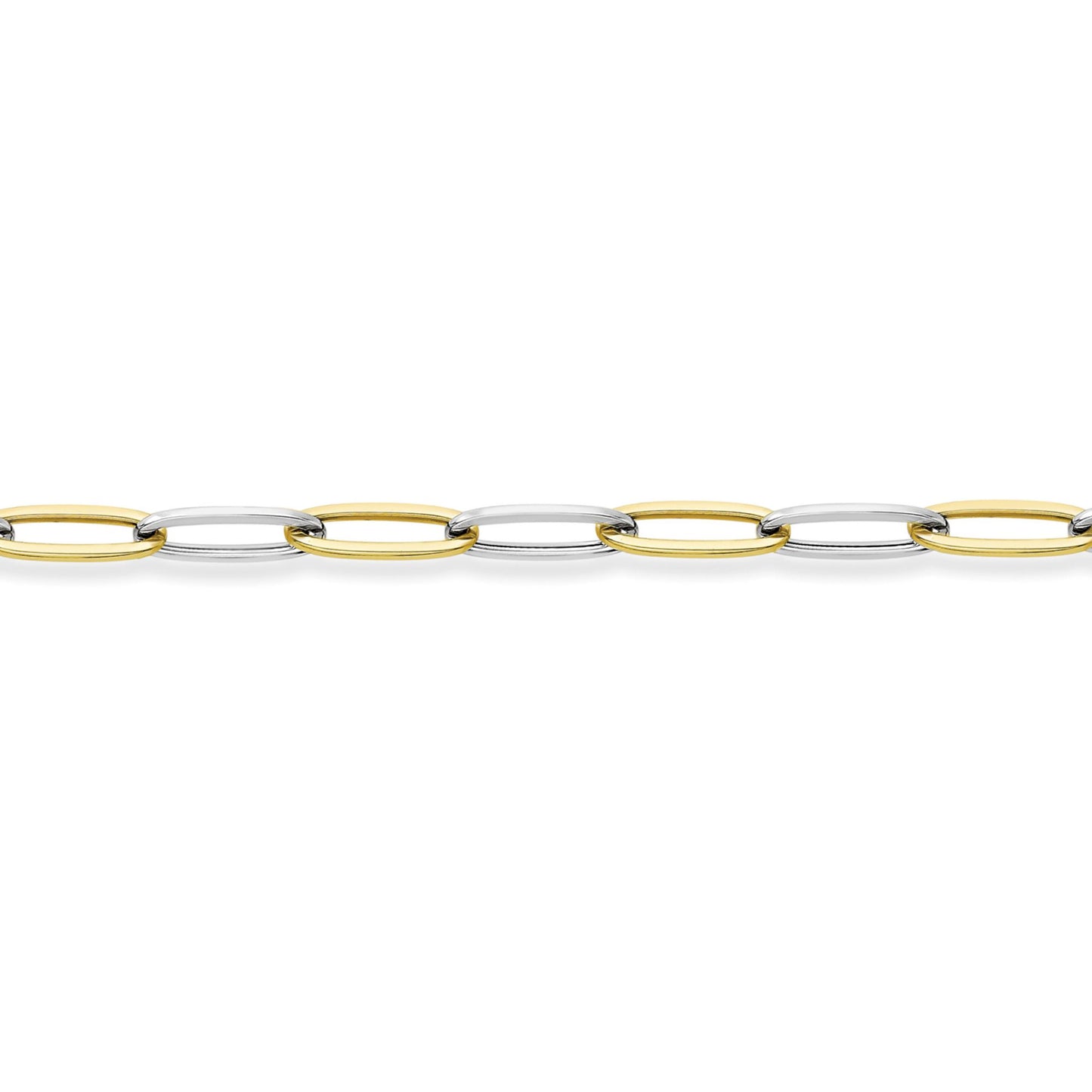 9ct 2-Colour Gold  Rectangular Tube Oval Bracelet 5mm 7.5"/19cm - CANR02048-07