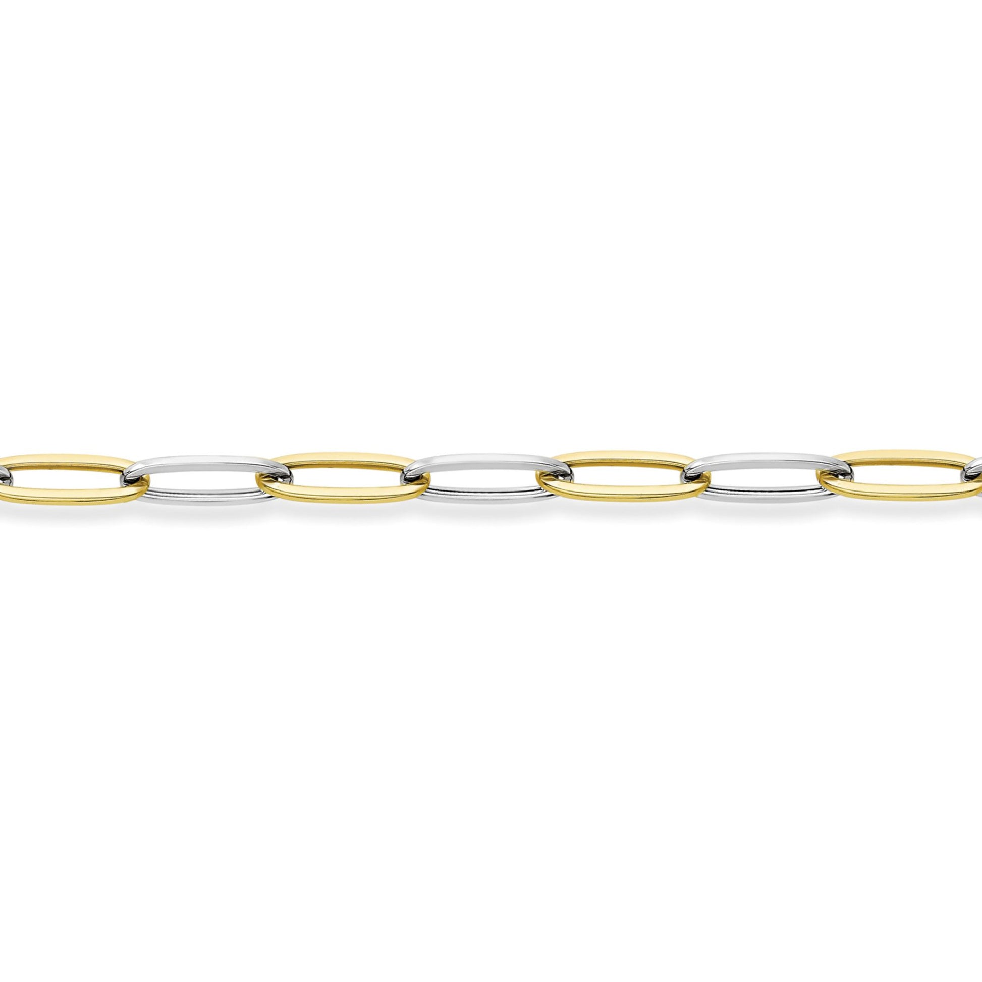 9ct 2-Colour Gold  Rectangular Tube Oval Bracelet 5mm 7.5"/19cm - CANR02048-07