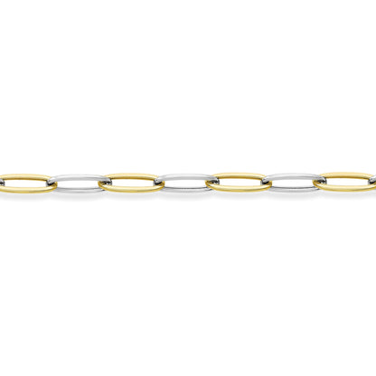9ct 2-Colour Gold  Rectangular Tube Oval Bracelet 5mm 7.5"/19cm - CANR02048-07