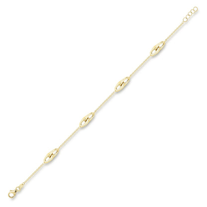 9ct Gold  Interlocked Holding Claws Station Bracelet 0.4mm 7.5" - CANR02053-07